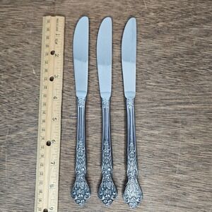 Versailles MSI Japan Stainless Steel Dinner Knives Set of 3 Floral Rose 8.5"